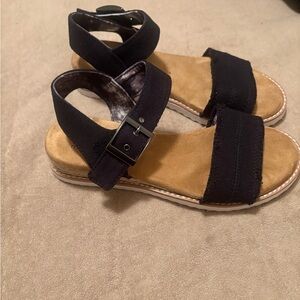 Skechers Bobs Black and Tan Sandals with Buckle